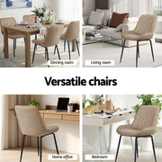 Artiss 4x Dining Chairs Retro PU Leather Kitchen Lounge Cafe Accent Chair Khaki DINC-K-2602-BRX4