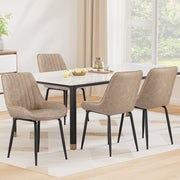 Artiss 4x Dining Chairs Retro PU Leather Kitchen Lounge Cafe Accent Chair Khaki DINC-K-2602-BRX4