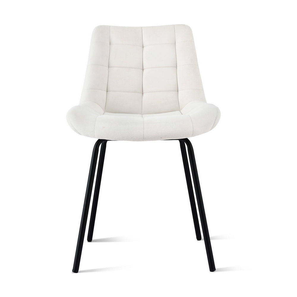 Artiss 2x Dining Chairs Velvet Tufted Kitchen Lounge Cafe Accent Chair Beige DINC-K-799-BGX2