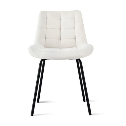 Artiss 2x Dining Chairs Velvet Tufted Kitchen Lounge Cafe Accent Chair Beige DINC-K-799-BGX2