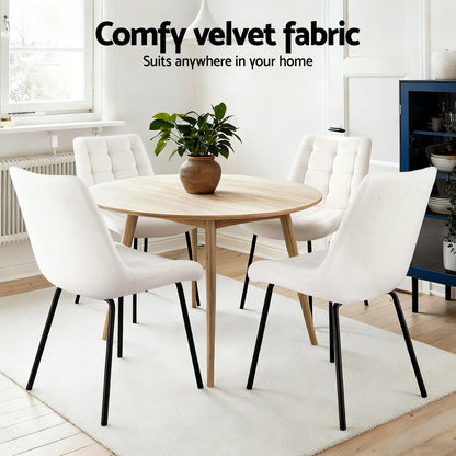 Artiss 2x Dining Chairs Velvet Tufted Kitchen Lounge Cafe Accent Chair Beige DINC-K-799-BGX2