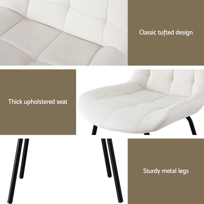 Artiss 2x Dining Chairs Velvet Tufted Kitchen Lounge Cafe Accent Chair Beige DINC-K-799-BGX2