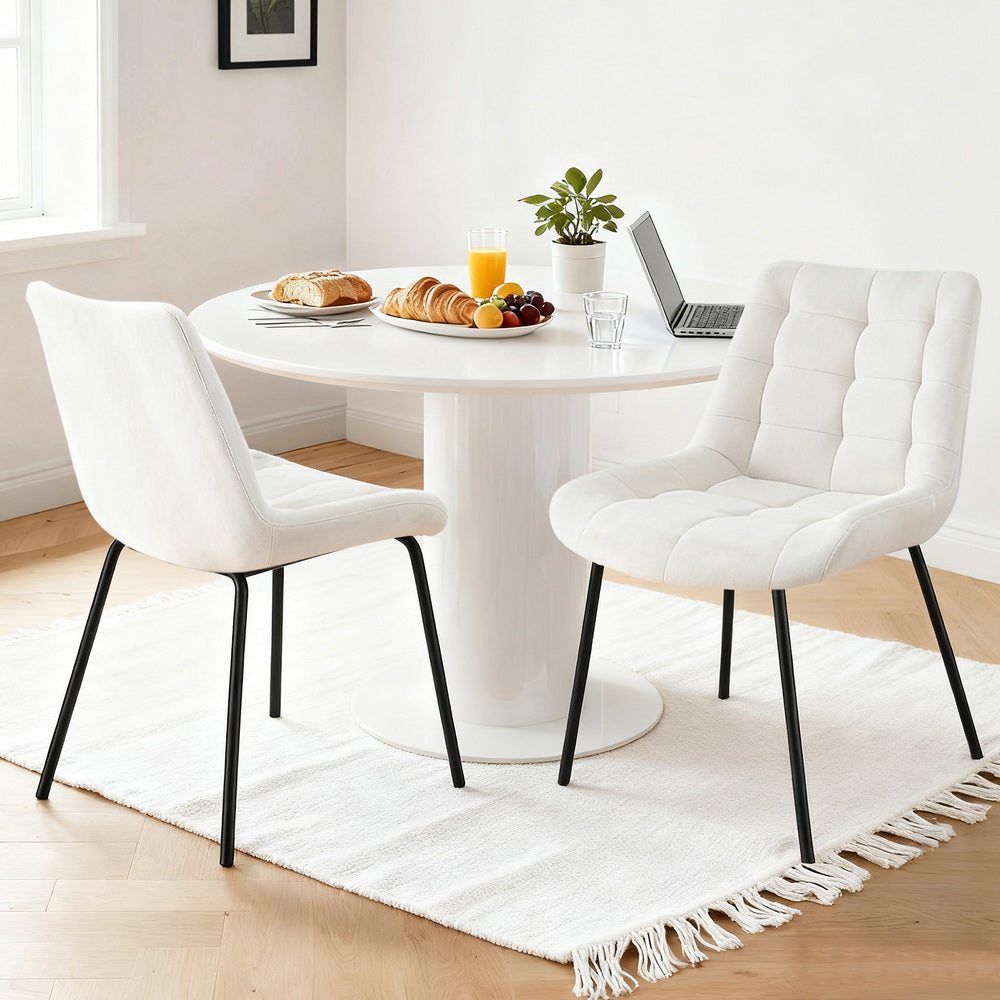 Artiss 2x Dining Chairs Velvet Tufted Kitchen Lounge Cafe Accent Chair Beige DINC-K-799-BGX2