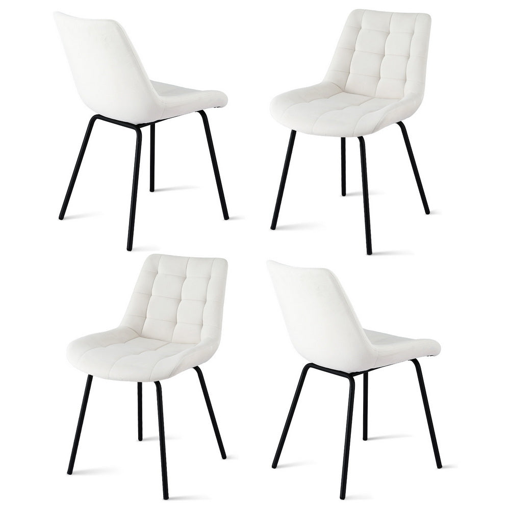 Artiss 4x Dining Chairs Velvet Tufted Kitchen Lounge Cafe Accent Chair Beige DINC-K-799-BGX4