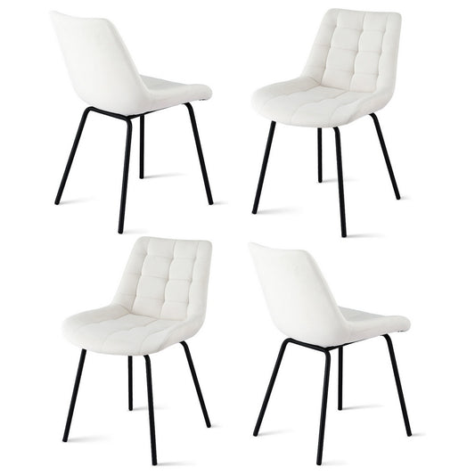 Artiss 4x Dining Chairs Velvet Tufted Kitchen Lounge Cafe Accent Chair Beige DINC-K-799-BGX4