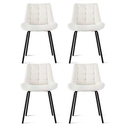 Artiss 4x Dining Chairs Velvet Tufted Kitchen Lounge Cafe Accent Chair Beige DINC-K-799-BGX4