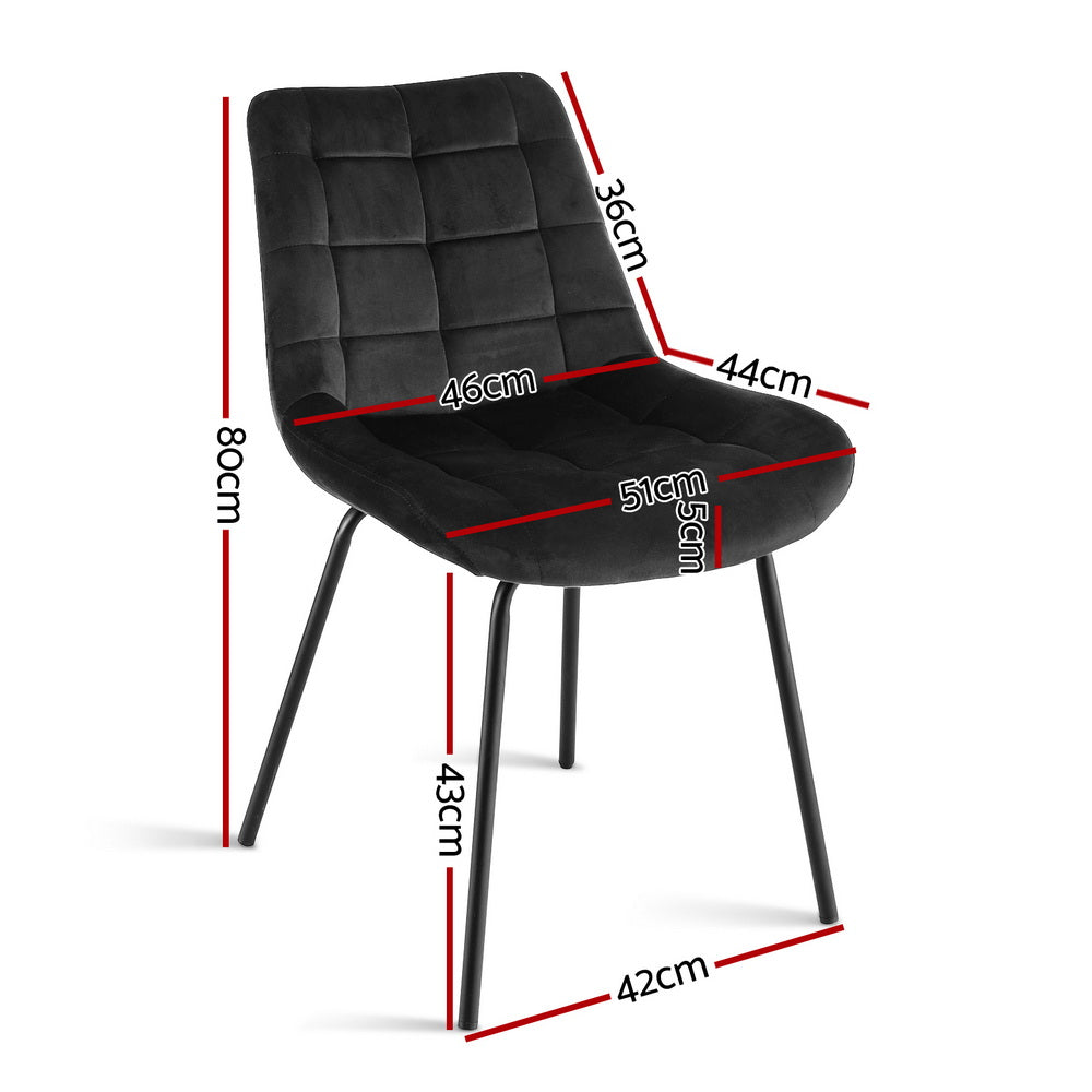 Artiss 2x Dining Chairs Velvet Tufted Kitchen Lounge Cafe Accent Chair Black DINC-K-799-BKX2