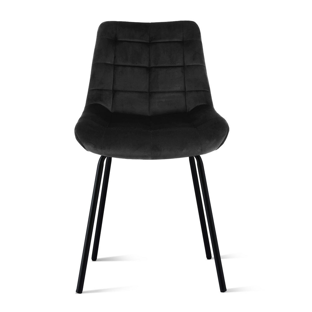 Artiss 2x Dining Chairs Velvet Tufted Kitchen Lounge Cafe Accent Chair Black DINC-K-799-BKX2