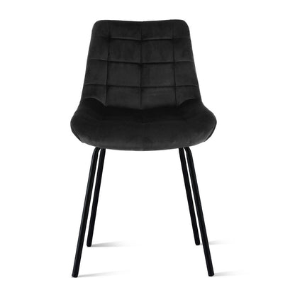Artiss 2x Dining Chairs Velvet Tufted Kitchen Lounge Cafe Accent Chair Black DINC-K-799-BKX2