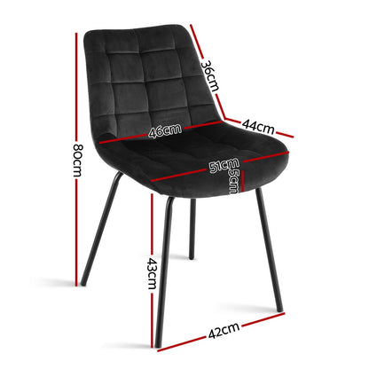 Artiss 4x Dining Chairs Velvet Tufted Kitchen Lounge Cafe Accent Chair Black DINC-K-799-BKX4