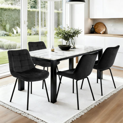 Artiss 4x Dining Chairs Velvet Tufted Kitchen Lounge Cafe Accent Chair Black DINC-K-799-BKX4