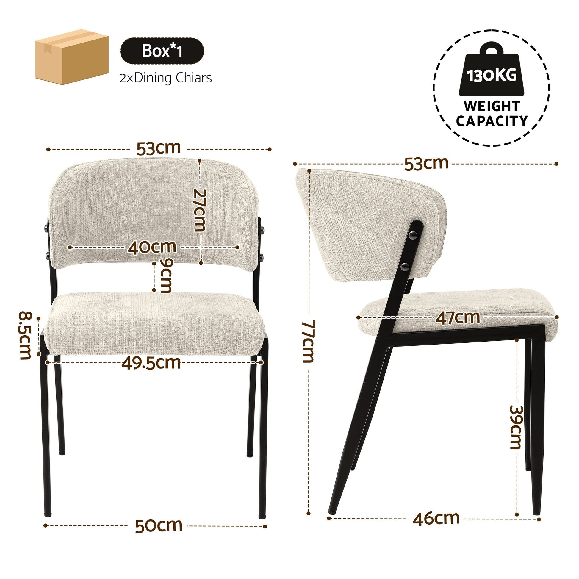 Artiss Dining Chairs Set of 2 Linen Fabric Soft Upholstered Chairs Beige DINC-KJ-7016-BGX2