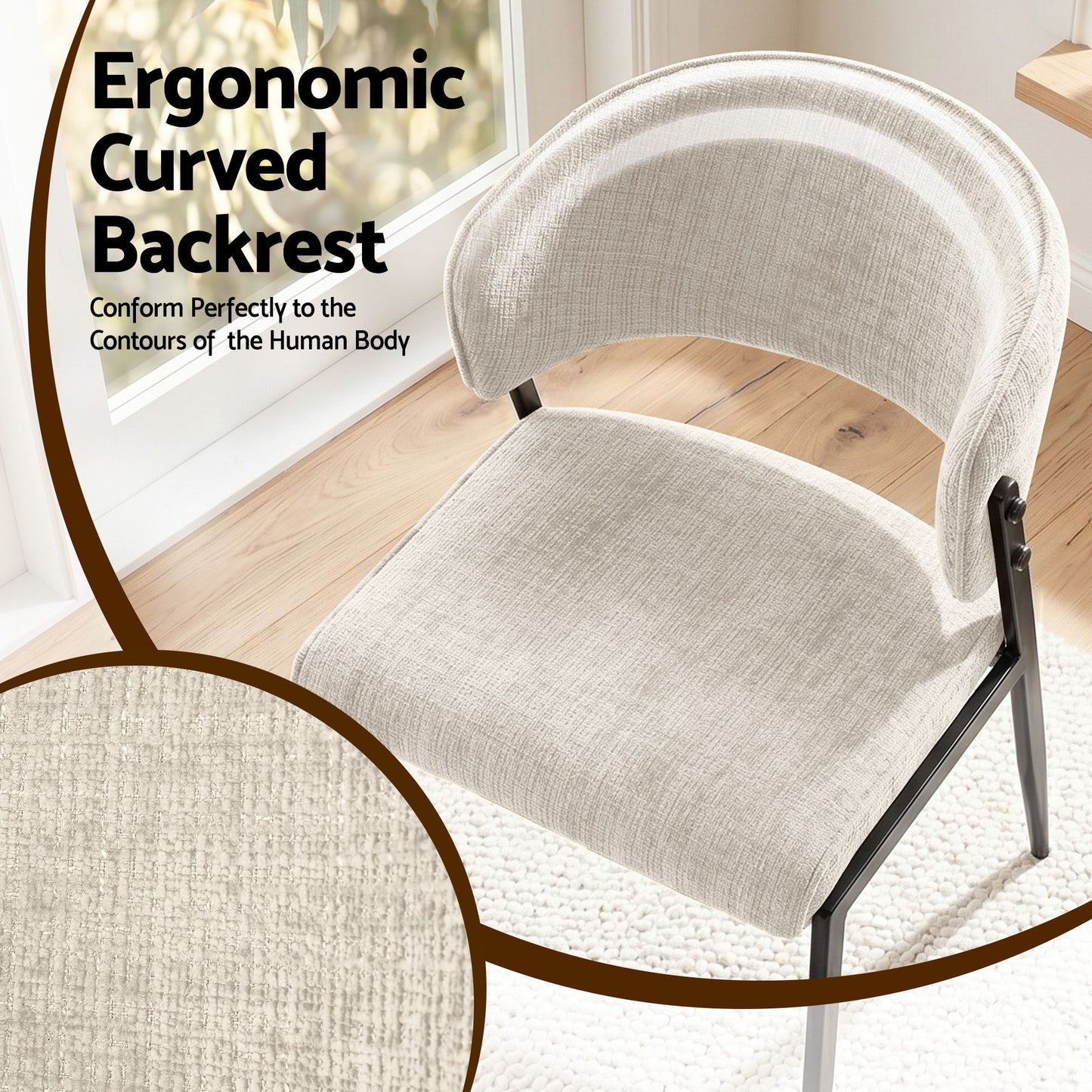 Artiss Dining Chairs Set of 2 Linen Fabric Soft Upholstered Chairs Beige DINC-KJ-7016-BGX2