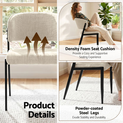 Artiss Dining Chairs Set of 2 Linen Fabric Soft Upholstered Chairs Beige DINC-KJ-7016-BGX2
