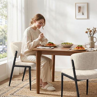 Artiss Dining Chairs Set of 2 Linen Fabric Soft Upholstered Chairs Beige DINC-KJ-7016-BGX2