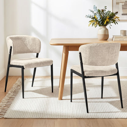 Artiss Dining Chairs Set of 2 Linen Fabric Soft Upholstered Chairs Beige DINC-KJ-7016-BGX2