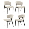 Artiss Dining Chairs Set of 4 Linen Fabric Soft Upholstered Chairs Beige