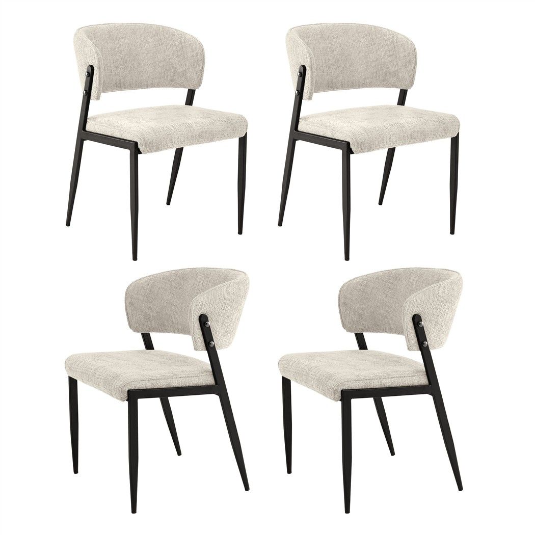 Artiss Dining Chairs Set of 4 Linen Fabric Soft Upholstered Chairs Beige
