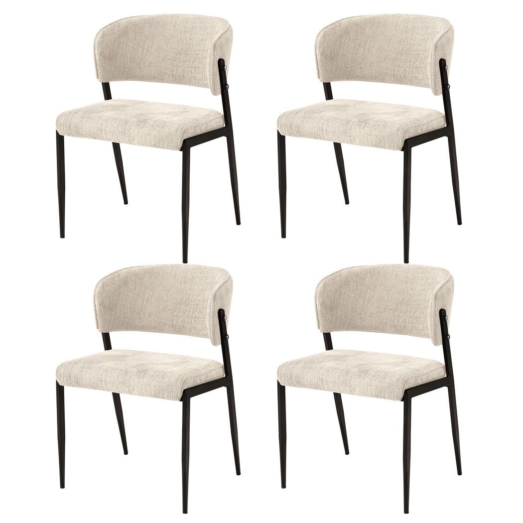 Artiss Dining Chairs Set of 4 Linen Fabric Soft Upholstered Chairs Beige DINC-KJ-7016-BGX4