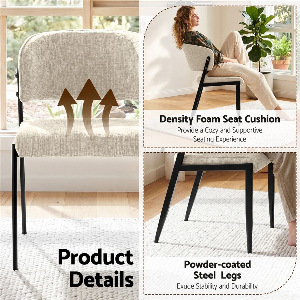 Artiss Dining Chairs Set of 4 Linen Fabric Soft Upholstered Chairs Beige DINC-KJ-7016-BGX4