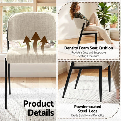Artiss Dining Chairs Set of 4 Linen Fabric Soft Upholstered Chairs Beige DINC-KJ-7016-BGX4