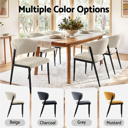 Artiss Dining Chairs Set of 4 Linen Fabric Soft Upholstered Chairs Beige DINC-KJ-7016-BGX4