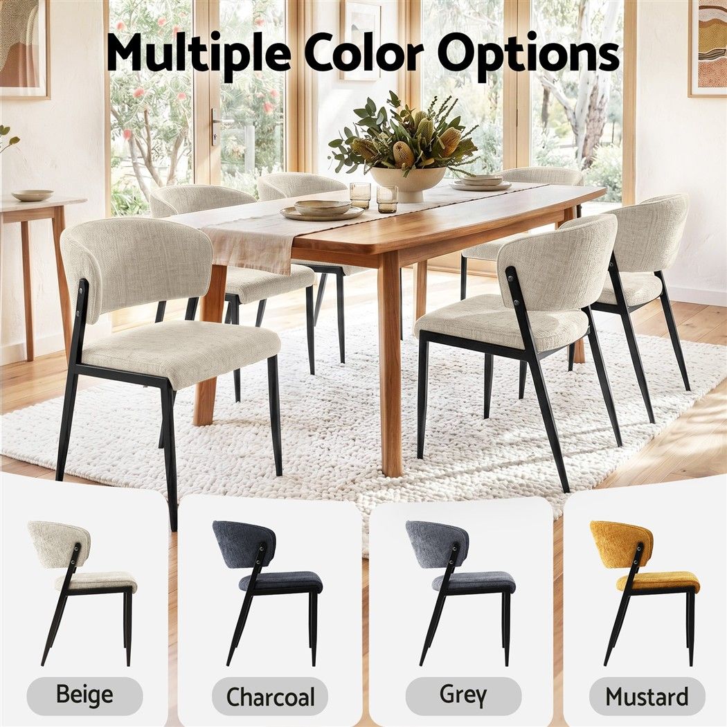 Artiss Dining Chairs Set of 4 Linen Fabric Soft Upholstered Chairs Beige