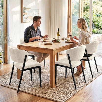 Artiss Dining Chairs Set of 4 Linen Fabric Soft Upholstered Chairs Beige DINC-KJ-7016-BGX4