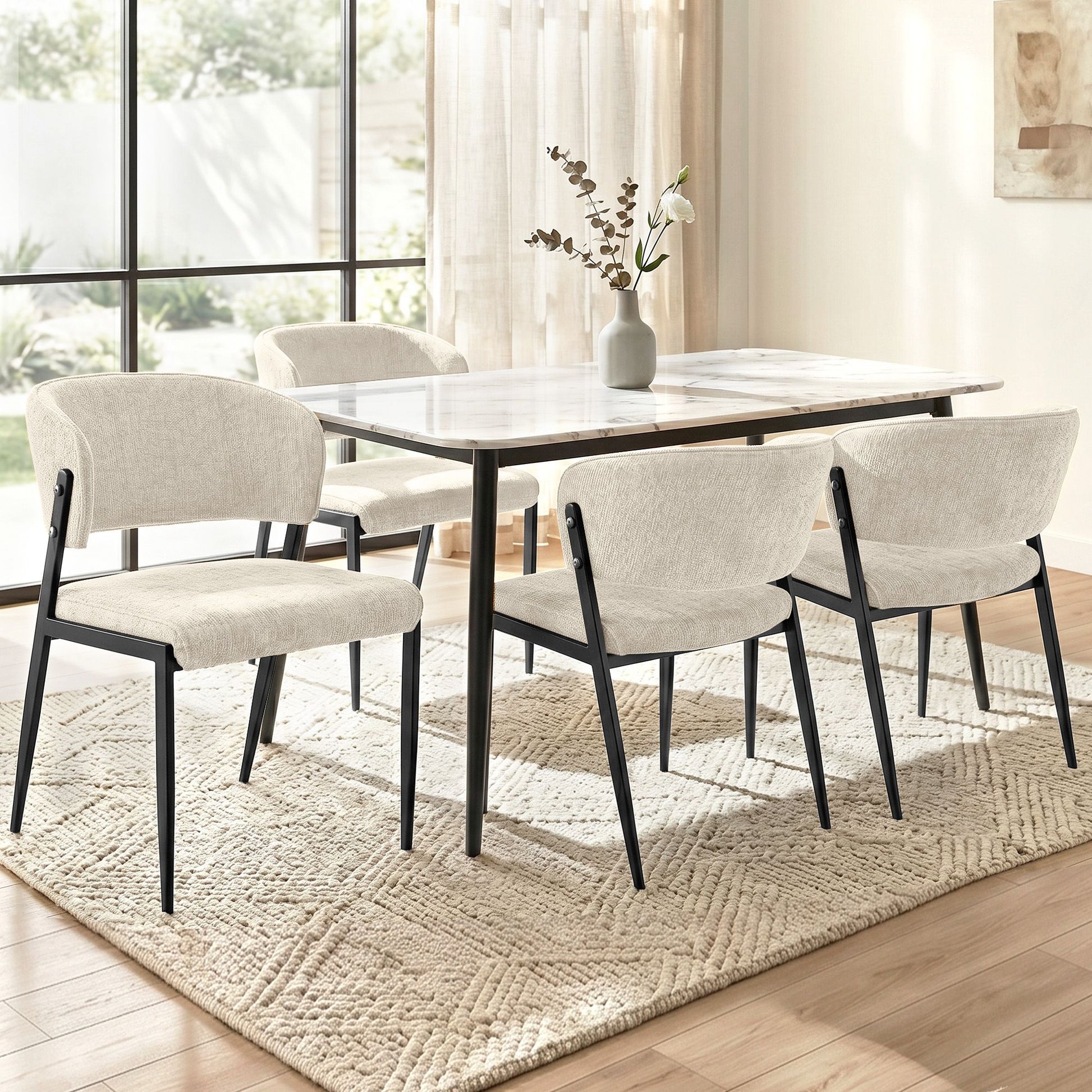 Artiss Dining Chairs Set of 4 Linen Fabric Soft Upholstered Chairs Beige DINC-KJ-7016-BGX4
