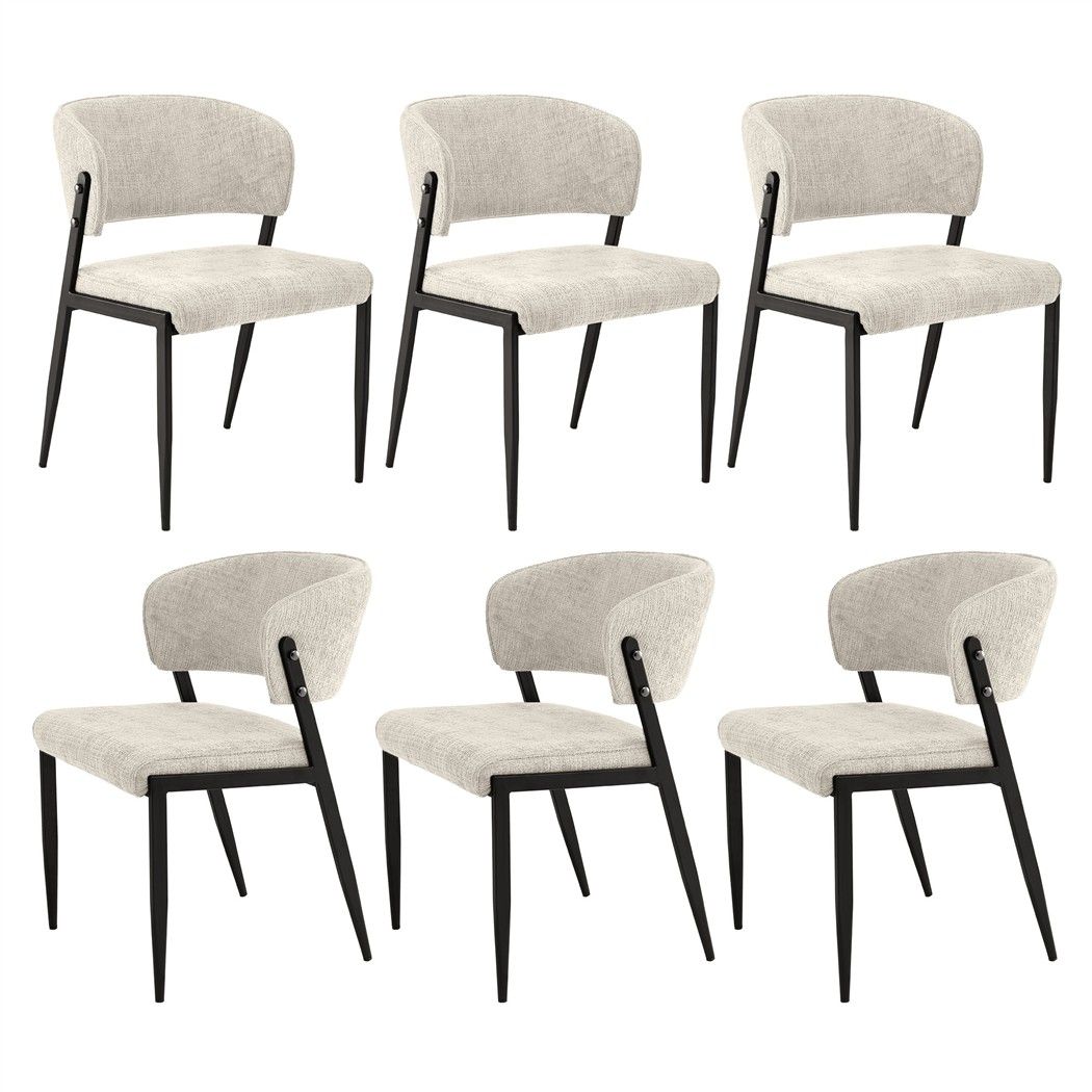Artiss Dining Chairs Set of 6 Linen Fabric Soft Upholstered Chairs Beige DINC-KJ-7016-BGX6