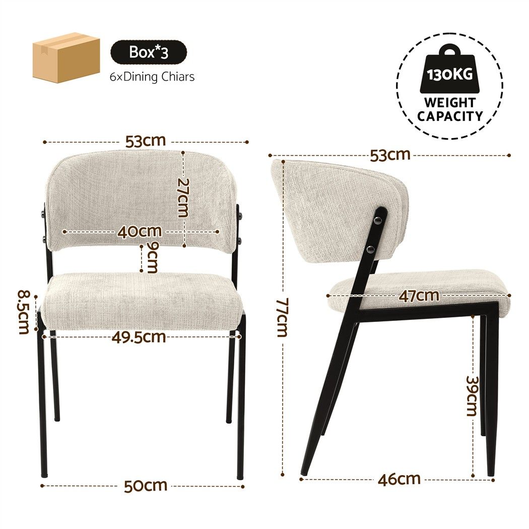 Artiss Dining Chairs Set of 6 Linen Fabric Soft Upholstered Chairs Beige DINC-KJ-7016-BGX6