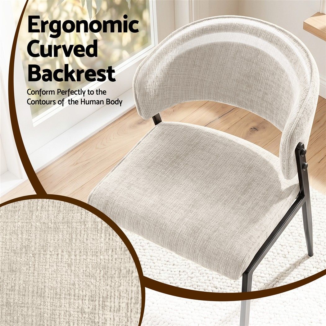 Artiss Dining Chairs Set of 6 Linen Fabric Soft Upholstered Chairs Beige