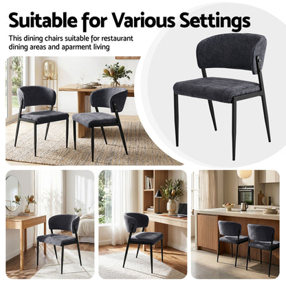 Artiss Dining Chairs Set of 2 Linen Fabric Soft Upholstered Chairs Charcoal DINC-KJ-7016-CHX2