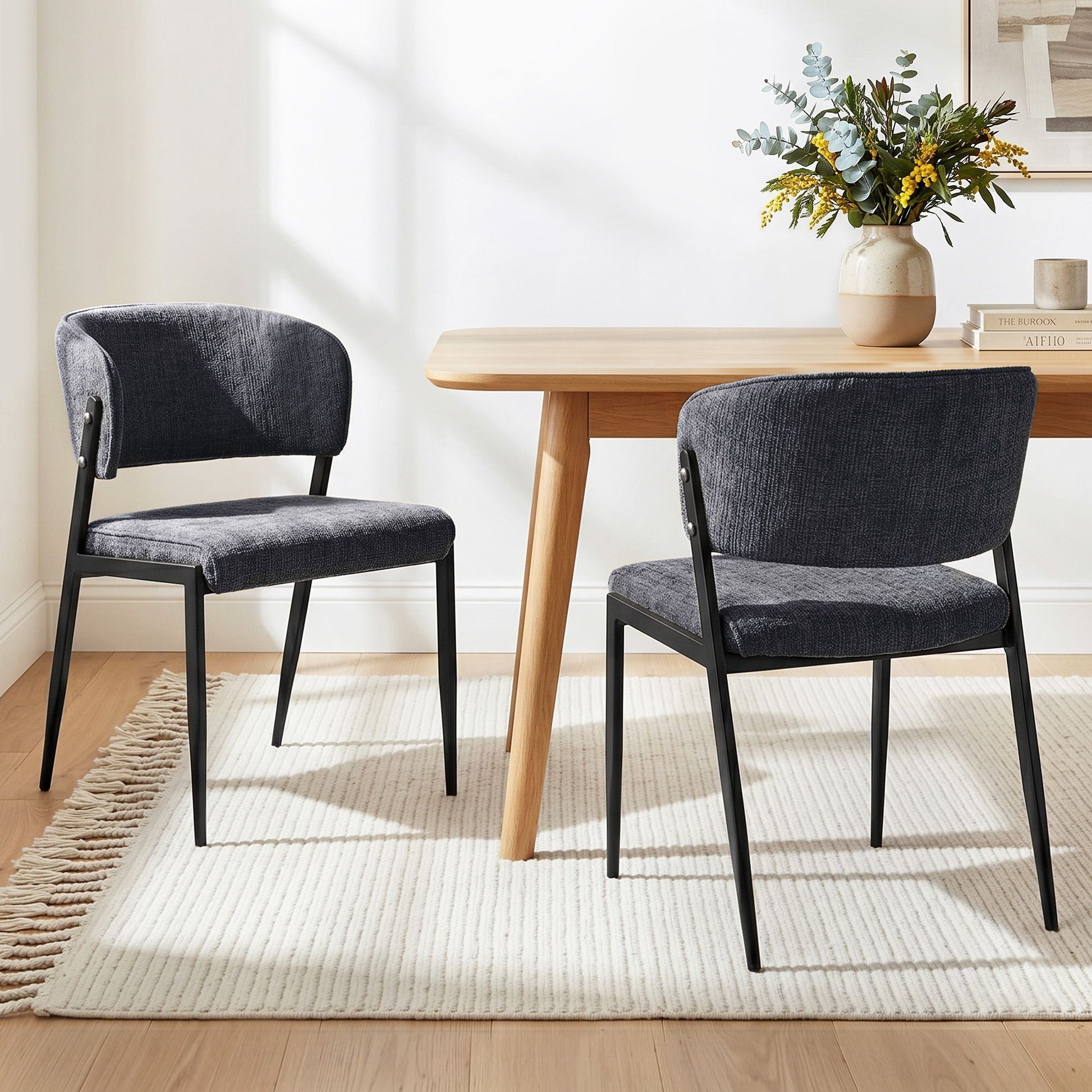 Artiss Dining Chairs Set of 2 Linen Fabric Soft Upholstered Chairs Charcoal DINC-KJ-7016-CHX2