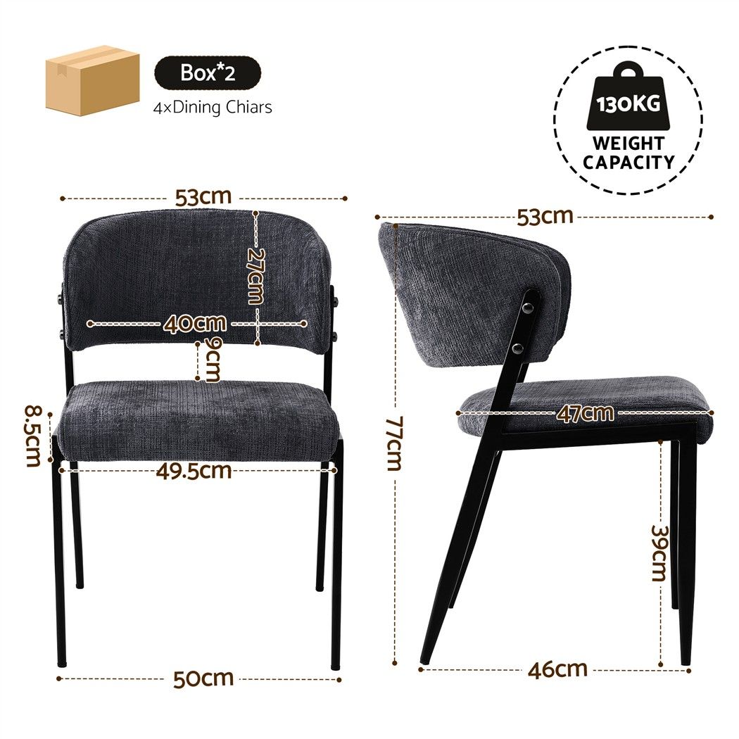 Artiss Dining Chairs Set of 4 Linen Fabric Soft Upholstered Chairs Charcoal DINC-KJ-7016-CHX4