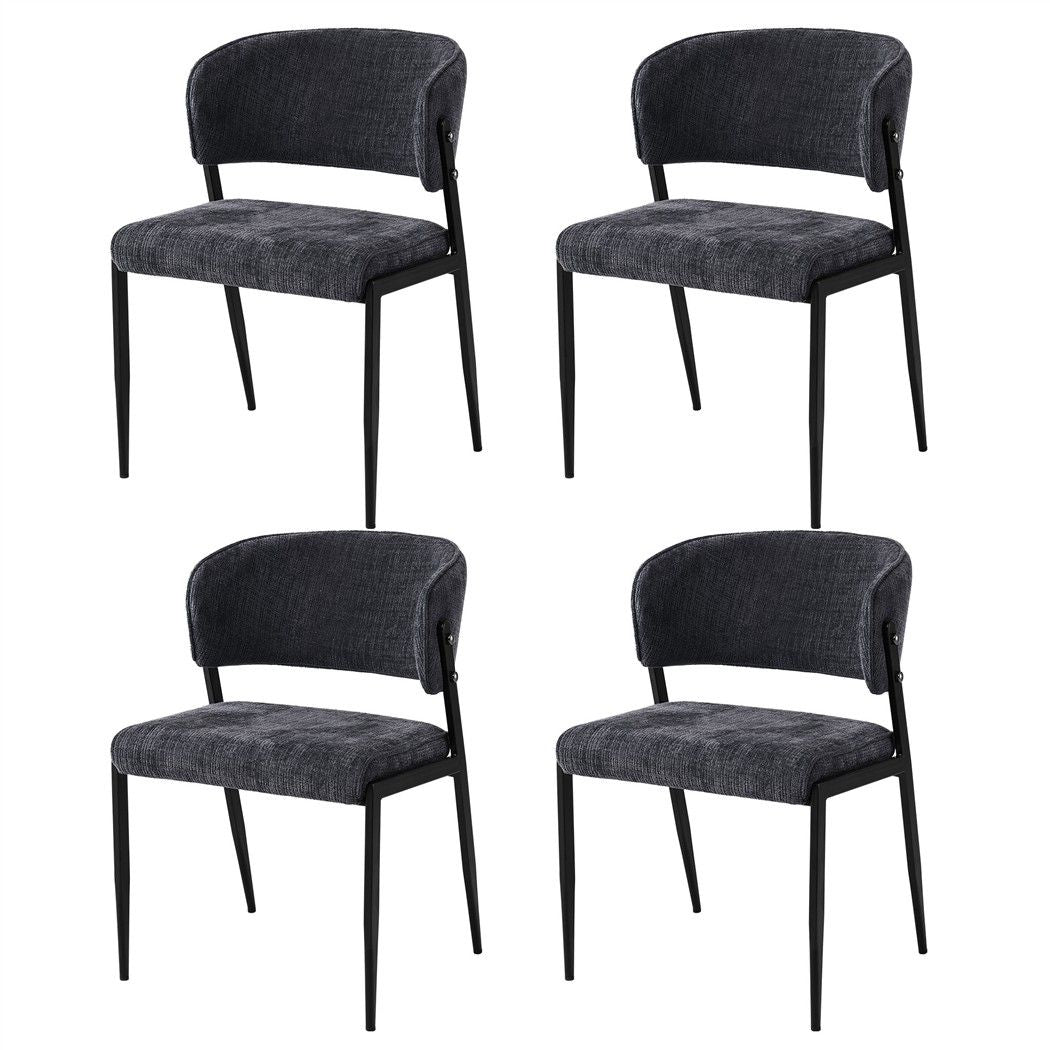 Artiss Dining Chairs Set of 4 Linen Fabric Soft Upholstered Chairs Charcoal DINC-KJ-7016-CHX4