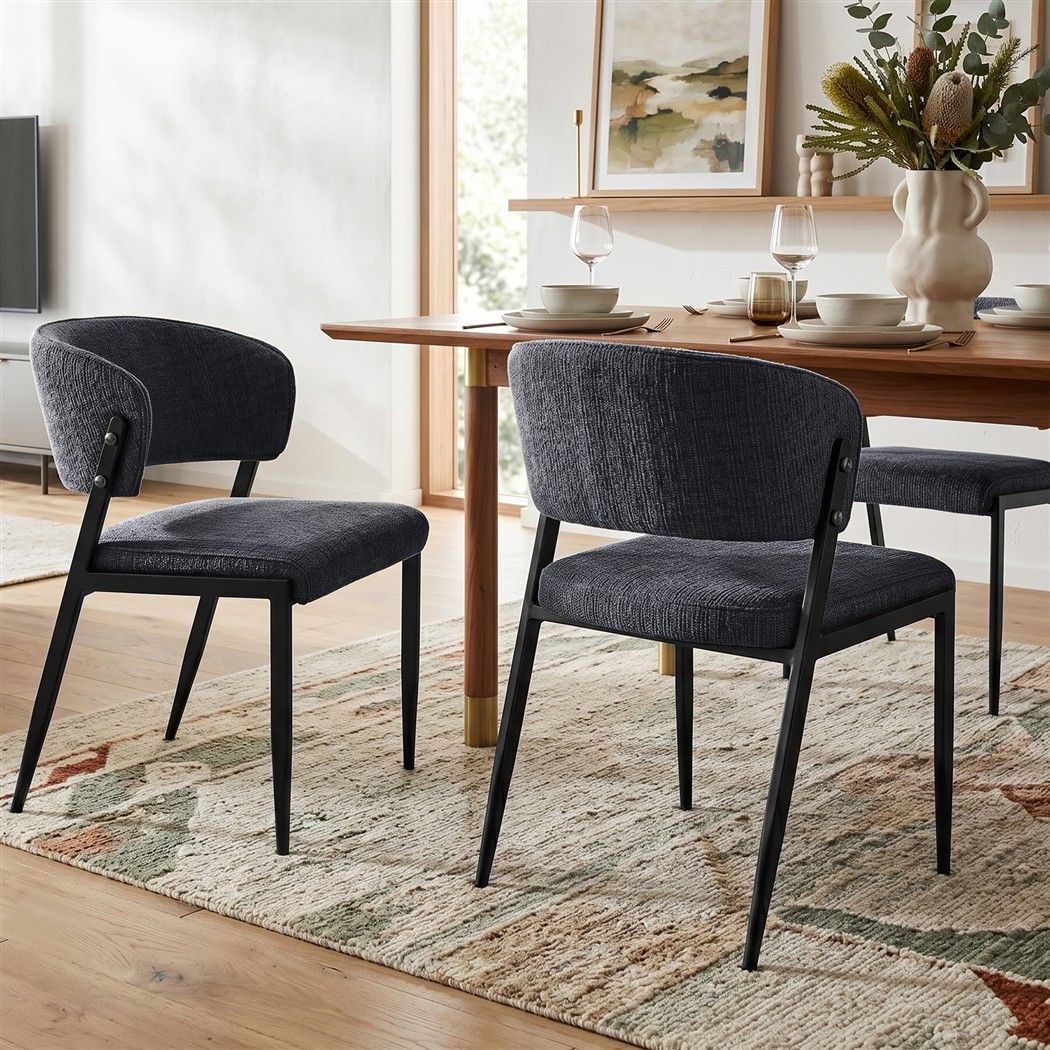 Artiss Dining Chairs Set of 4 Linen Fabric Soft Upholstered Chairs Charcoal DINC-KJ-7016-CHX4