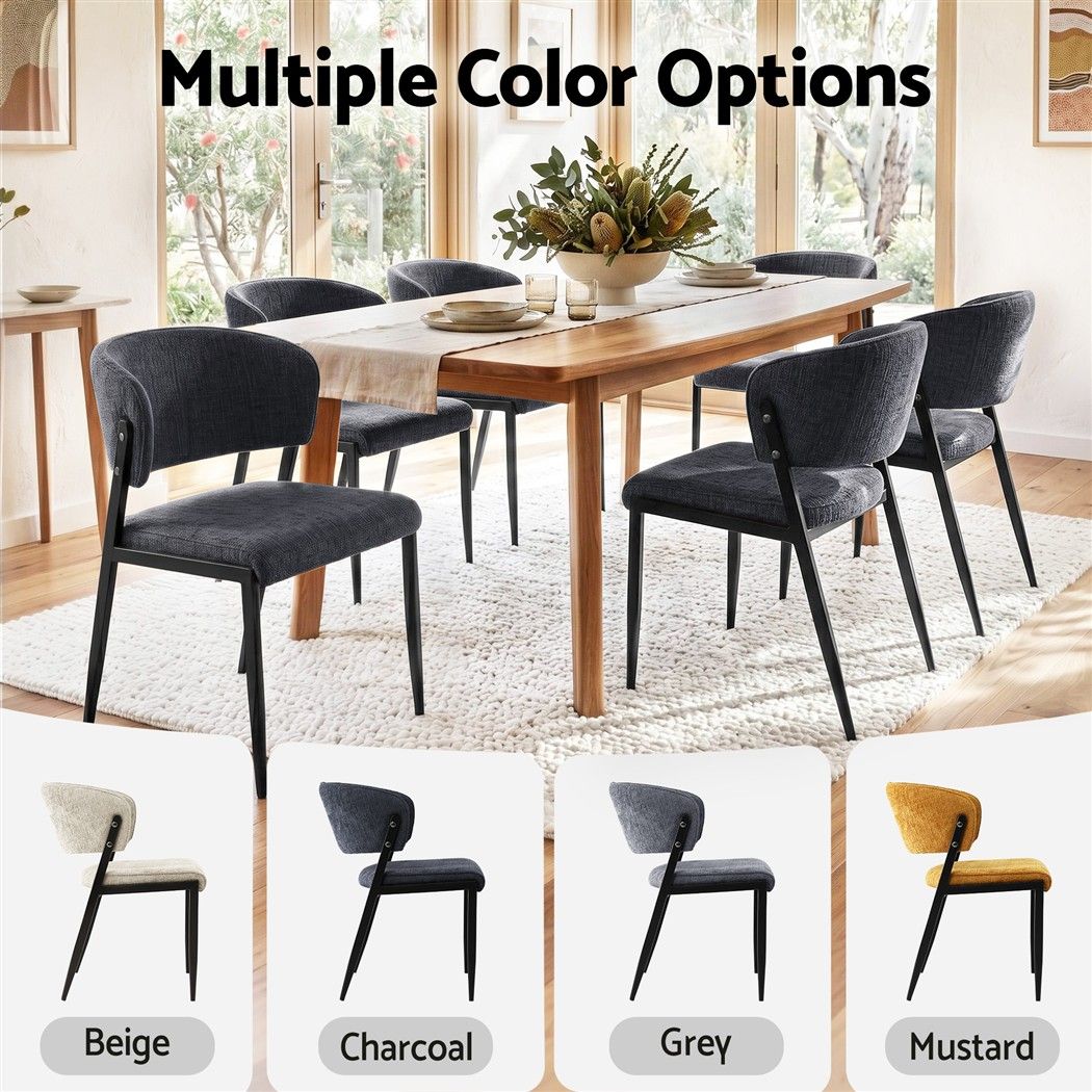 Artiss Dining Chairs Set of 4 Linen Fabric Soft Upholstered Chairs Charcoal DINC-KJ-7016-CHX4