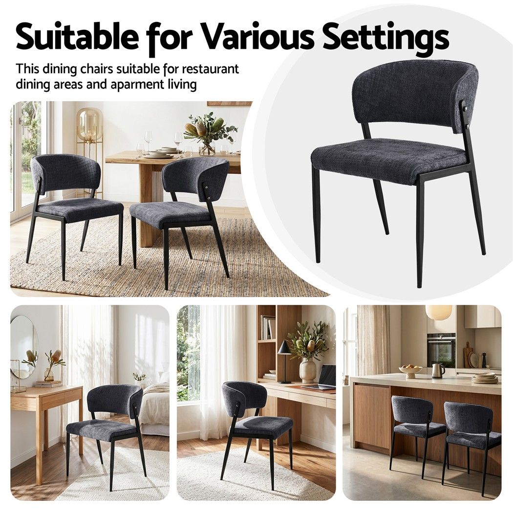 Artiss Dining Chairs Set of 4 Linen Fabric Soft Upholstered Chairs Charcoal DINC-KJ-7016-CHX4