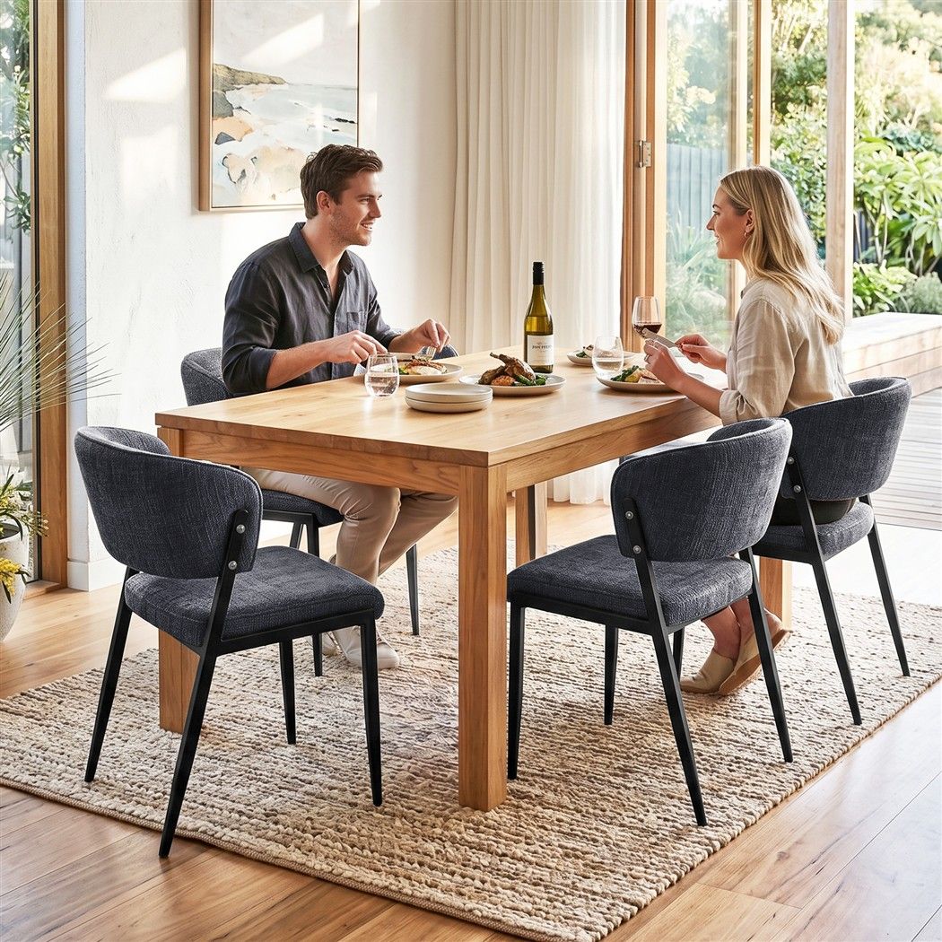 Artiss Dining Chairs Set of 4 Linen Fabric Soft Upholstered Chairs Charcoal DINC-KJ-7016-CHX4