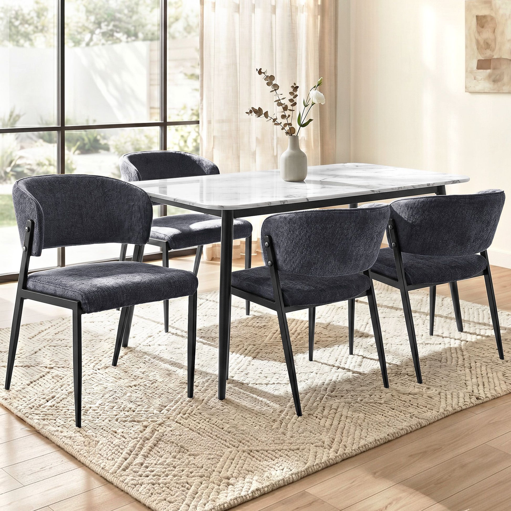 Artiss Dining Chairs Set of 4 Linen Fabric Soft Upholstered Chairs Charcoal DINC-KJ-7016-CHX4