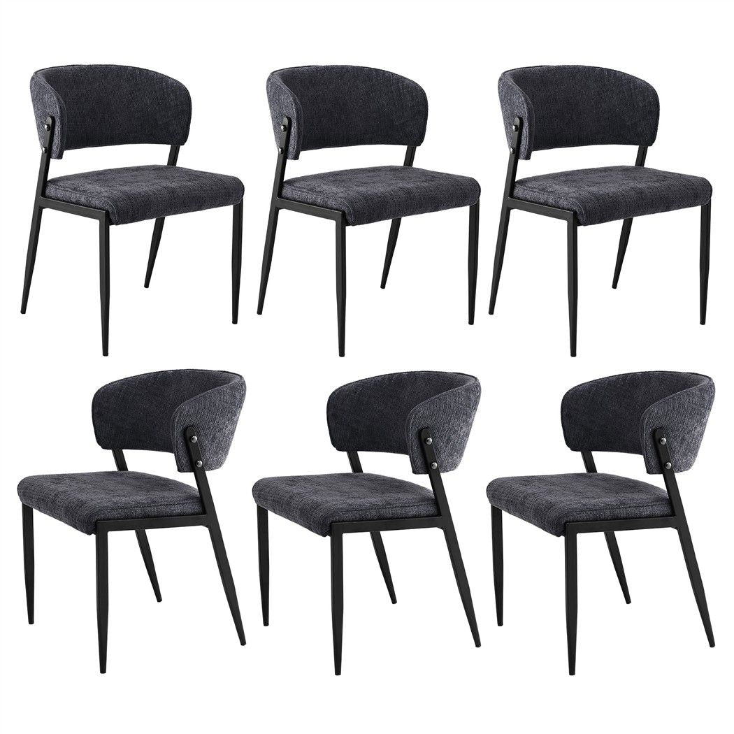Artiss Dining Chairs Set of 6 Linen Fabric Soft Upholstered Chairs Charcoal DINC-KJ-7016-CHX6