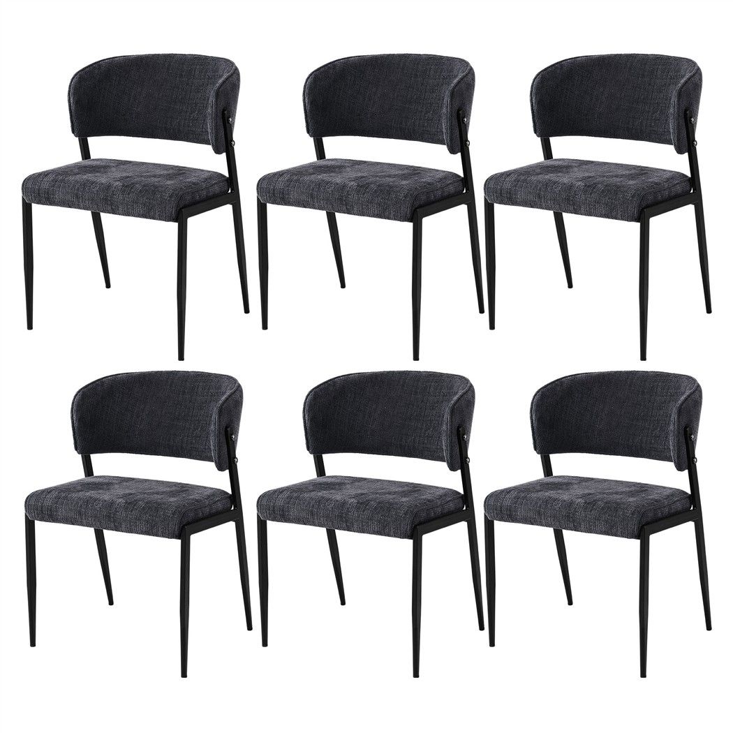Artiss Dining Chairs Set of 6 Linen Fabric Soft Upholstered Chairs Charcoal DINC-KJ-7016-CHX6