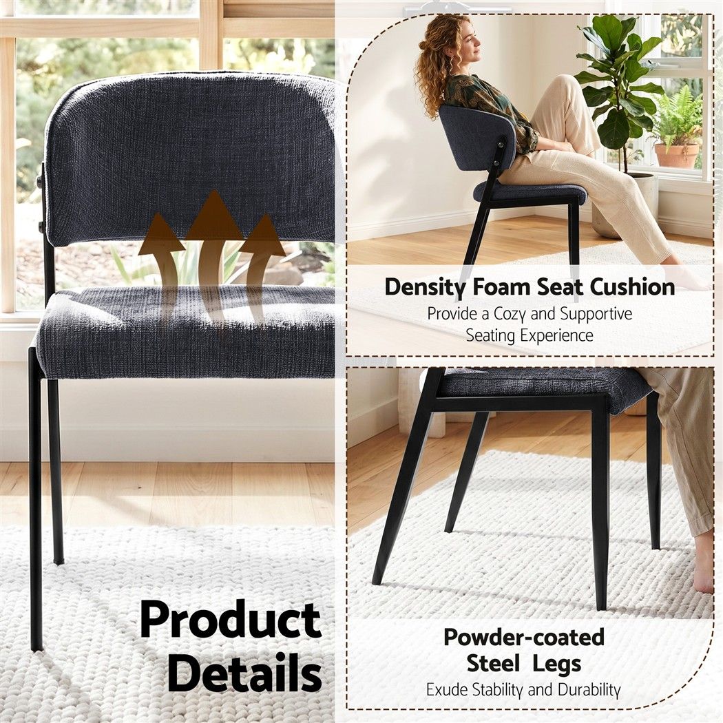 Artiss Dining Chairs Set of 6 Linen Fabric Soft Upholstered Chairs Charcoal DINC-KJ-7016-CHX6