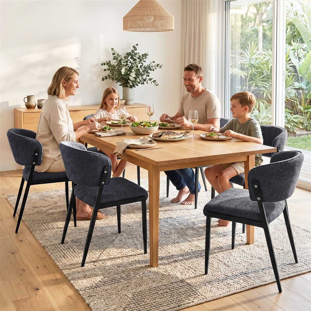 Artiss Dining Chairs Set of 6 Linen Fabric Soft Upholstered Chairs Charcoal DINC-KJ-7016-CHX6