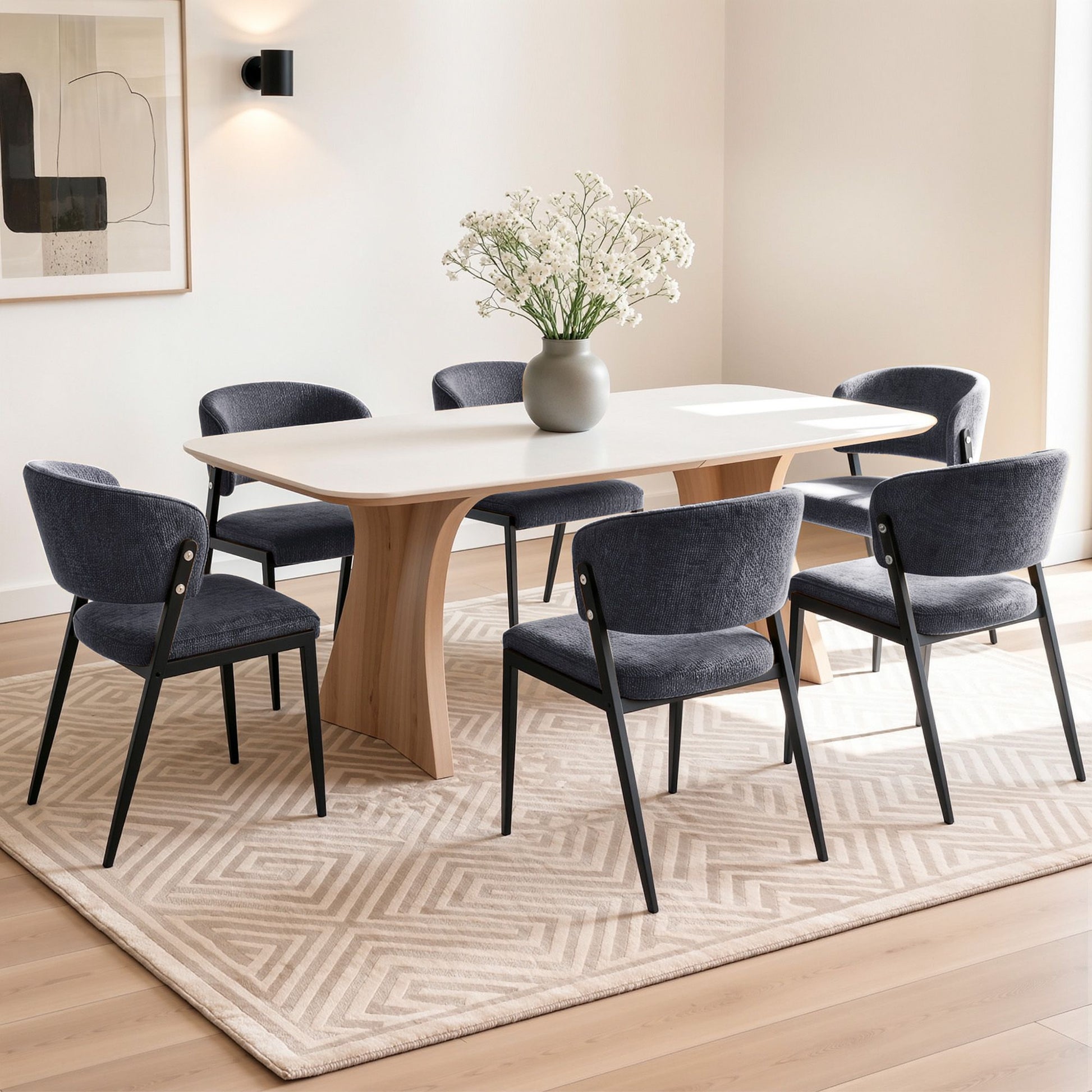 Artiss Dining Chairs Set of 6 Linen Fabric Soft Upholstered Chairs Charcoal DINC-KJ-7016-CHX6