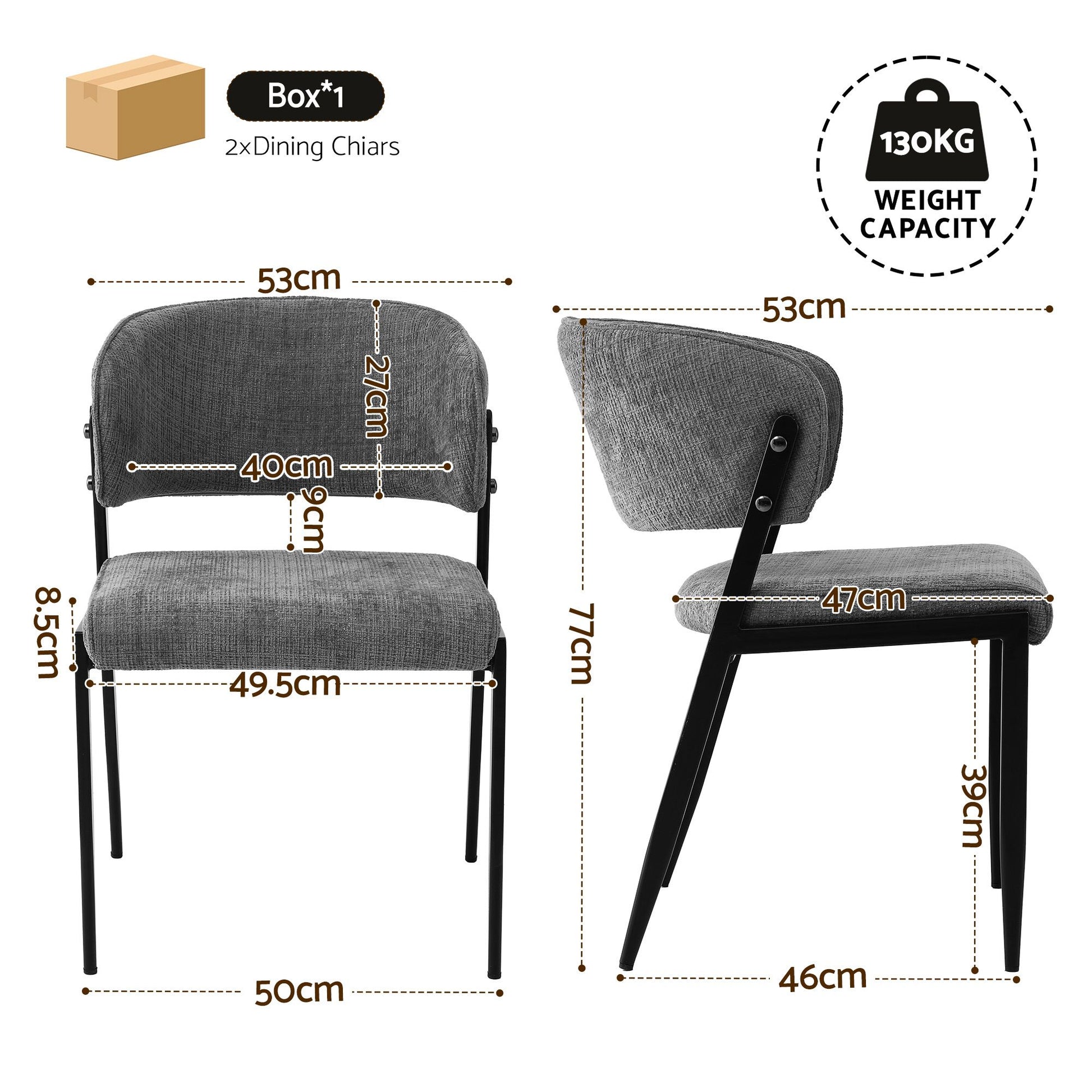 Artiss Dining Chairs Set of 2 Linen Fabric Soft Upholstered Chairs Grey DINC-KJ-7016-GYX2