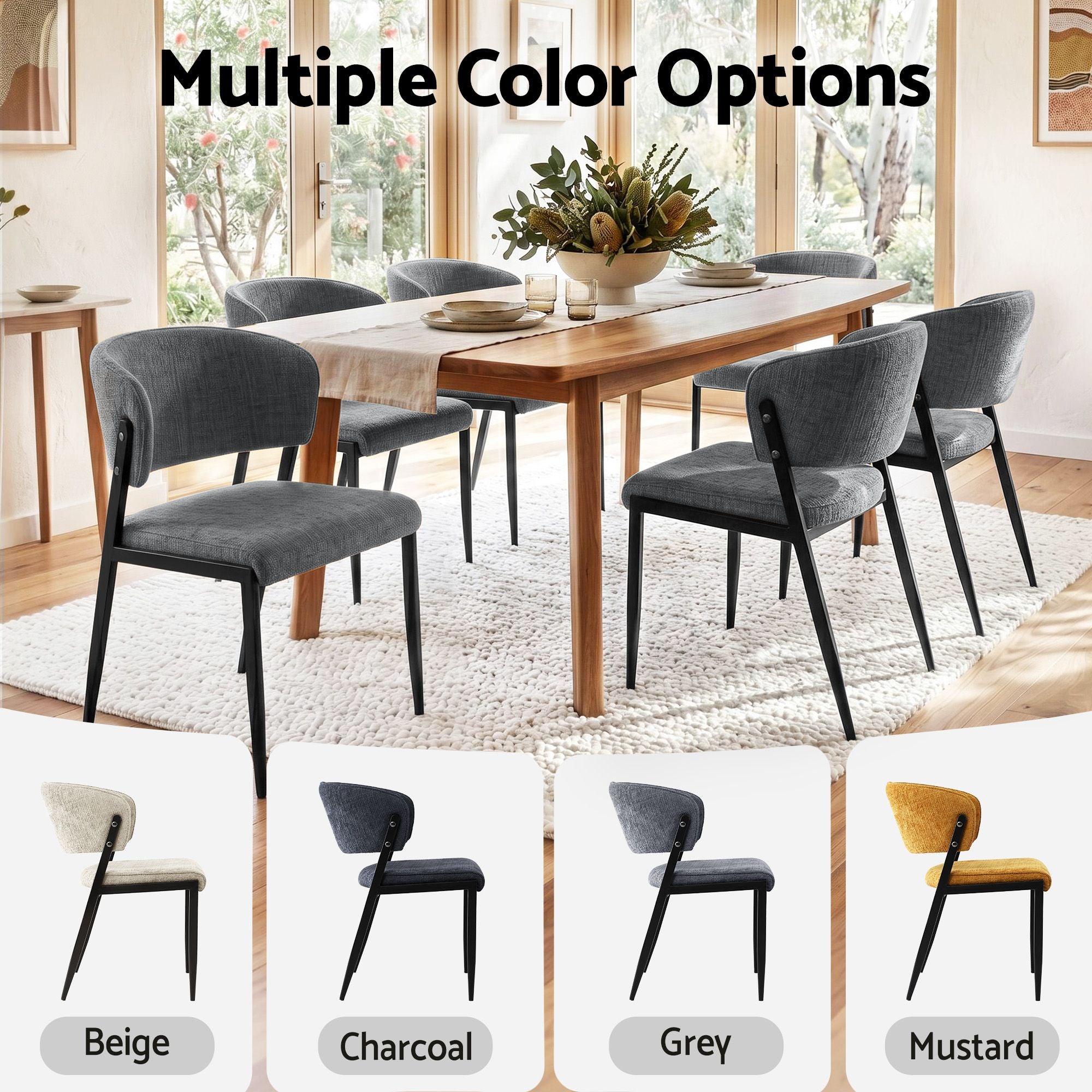 Artiss Dining Chairs Set of 2 Linen Fabric Soft Upholstered Chairs Grey