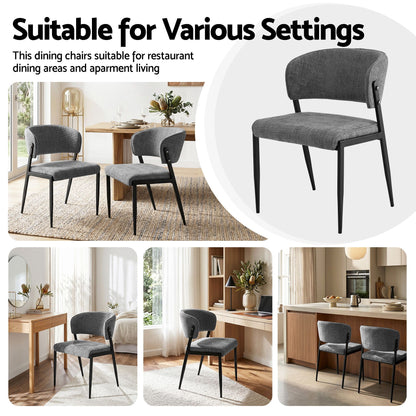 Artiss Dining Chairs Set of 2 Linen Fabric Soft Upholstered Chairs Grey DINC-KJ-7016-GYX2