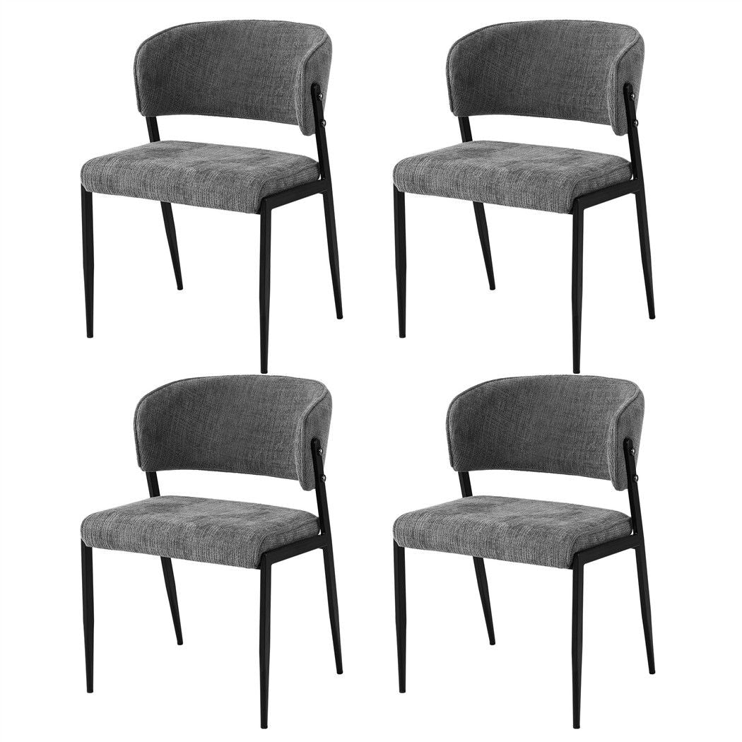 Artiss Dining Chairs Set of 4 Linen Fabric Soft Upholstered Chairs Grey DINC-KJ-7016-GYX4